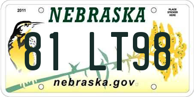 NE license plate 81LT98