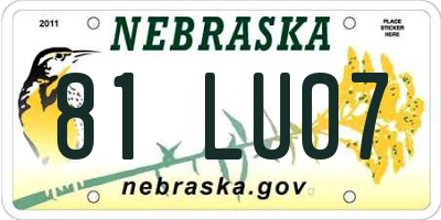 NE license plate 81LU07