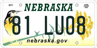 NE license plate 81LU08