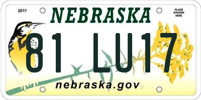 NE license plate 81LU17