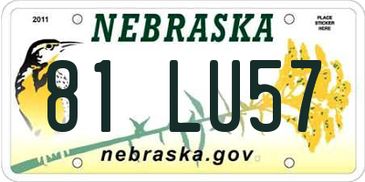 NE license plate 81LU57