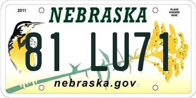 NE license plate 81LU71