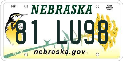 NE license plate 81LU98