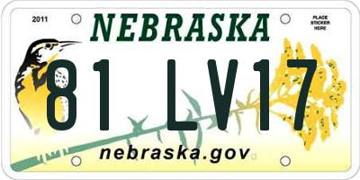 NE license plate 81LV17