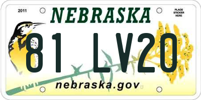 NE license plate 81LV20