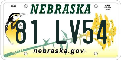 NE license plate 81LV54