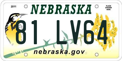 NE license plate 81LV64