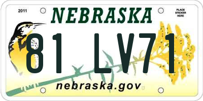 NE license plate 81LV71