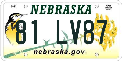 NE license plate 81LV87