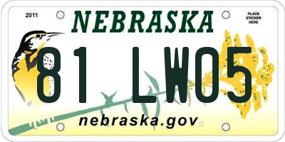 NE license plate 81LW05