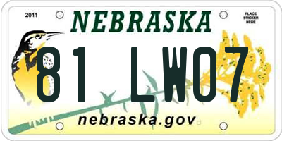 NE license plate 81LW07