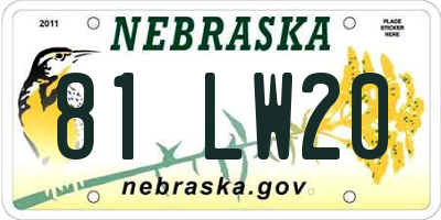 NE license plate 81LW20