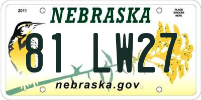NE license plate 81LW27