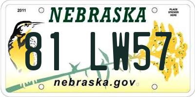 NE license plate 81LW57
