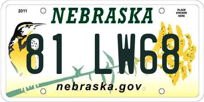 NE license plate 81LW68