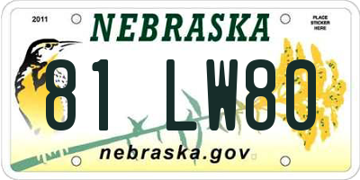 NE license plate 81LW80