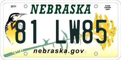 NE license plate 81LW85