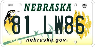 NE license plate 81LW86