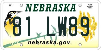 NE license plate 81LW89