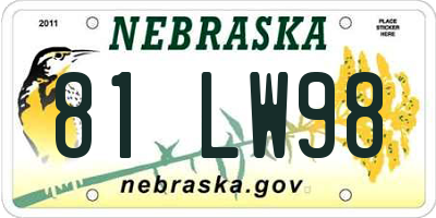 NE license plate 81LW98