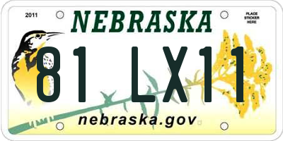 NE license plate 81LX11