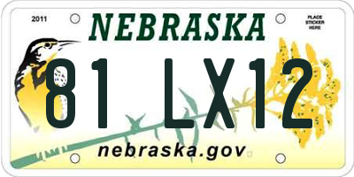 NE license plate 81LX12