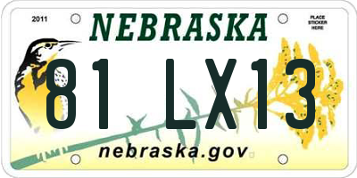 NE license plate 81LX13