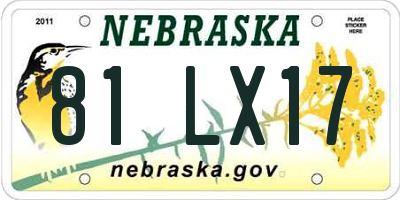 NE license plate 81LX17