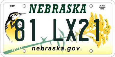 NE license plate 81LX21
