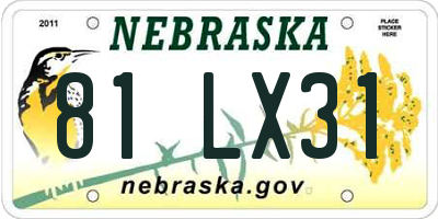 NE license plate 81LX31