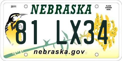 NE license plate 81LX34