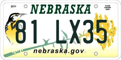 NE license plate 81LX35