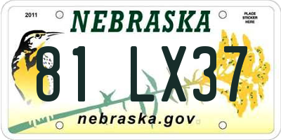 NE license plate 81LX37