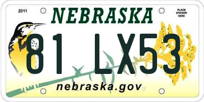 NE license plate 81LX53