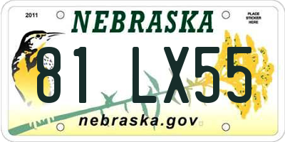 NE license plate 81LX55