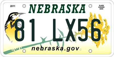 NE license plate 81LX56