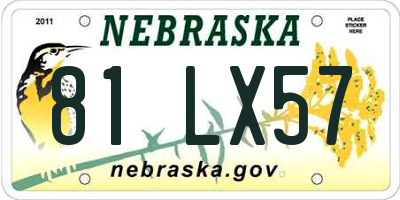 NE license plate 81LX57