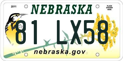 NE license plate 81LX58