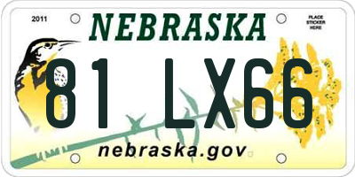 NE license plate 81LX66