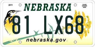 NE license plate 81LX68