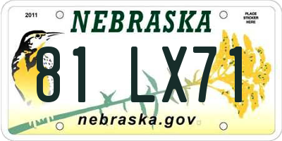 NE license plate 81LX71
