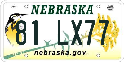 NE license plate 81LX77