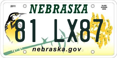 NE license plate 81LX87