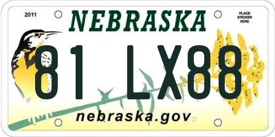 NE license plate 81LX88