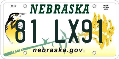 NE license plate 81LX91
