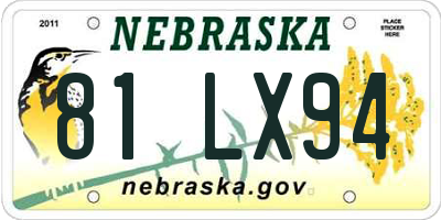 NE license plate 81LX94