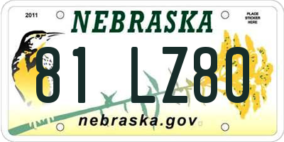 NE license plate 81LZ80