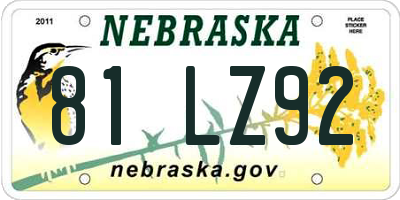 NE license plate 81LZ92