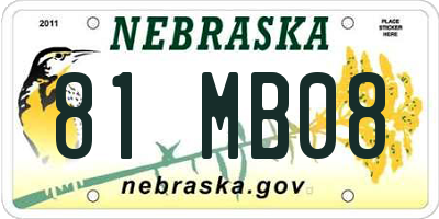 NE license plate 81MB08
