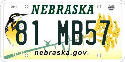 NE license plate 81MB57